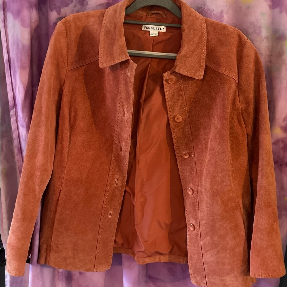 Dusty Rose Pendleton Suede Button Jacket Medium (… - image 1